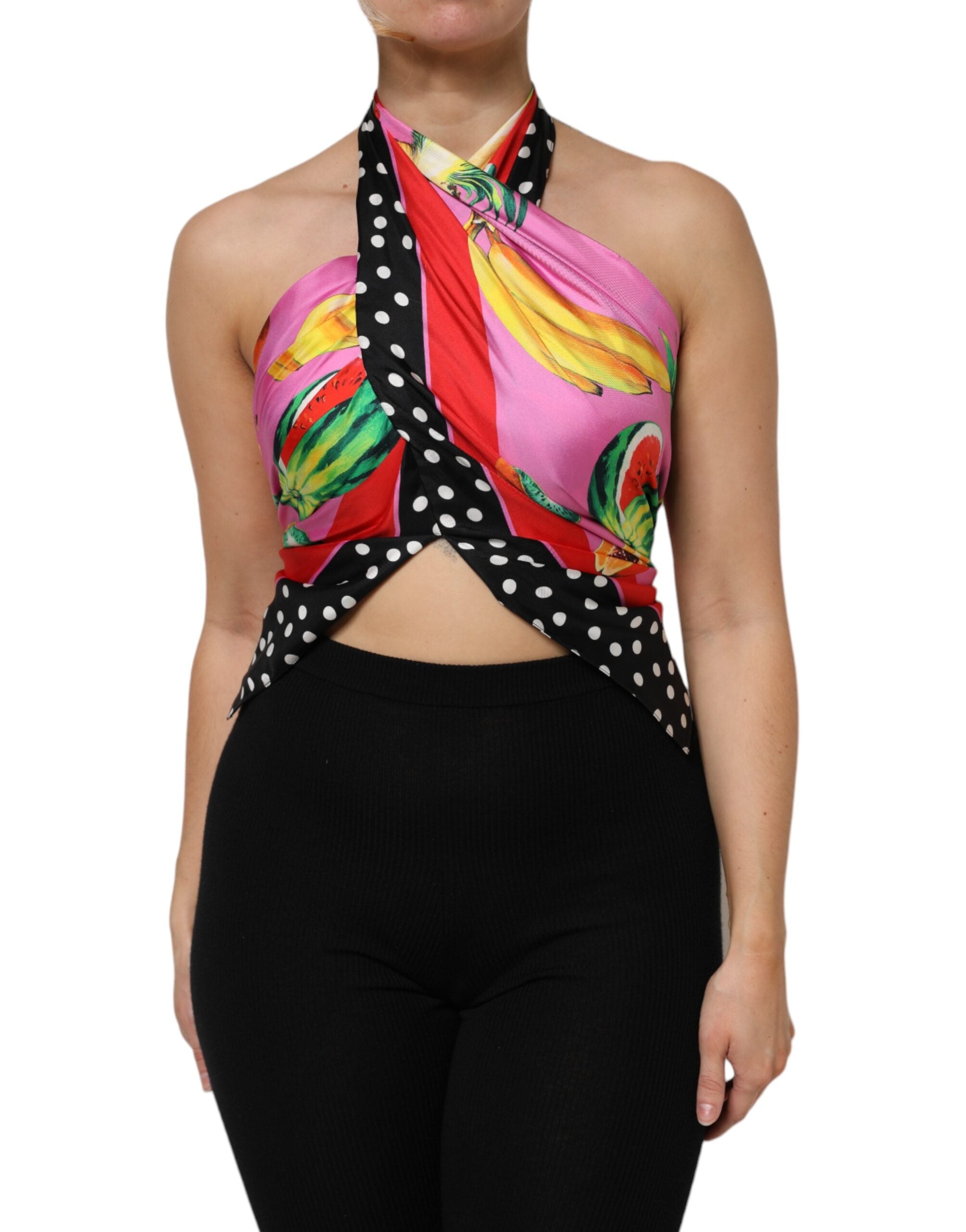 Halter Cropped Silk Tank Top — Multicolor