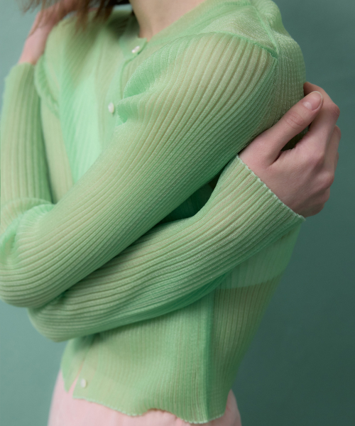 Yusen Glossy Sheer Knit Cardigan