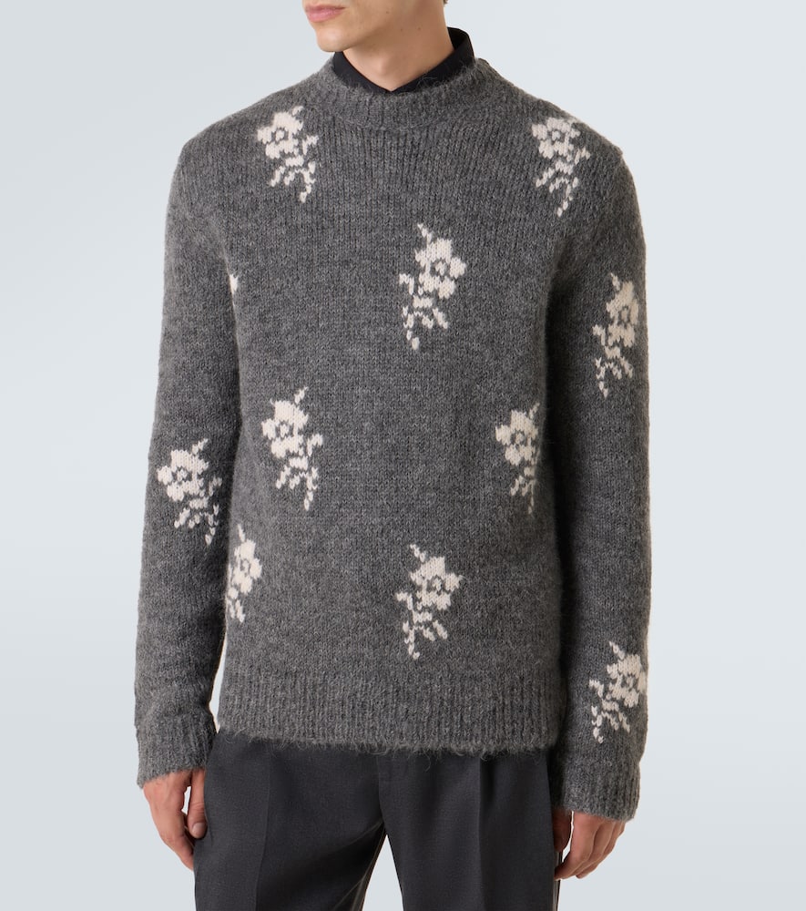 Floral intarsia alpaca and wool-blend sweater
