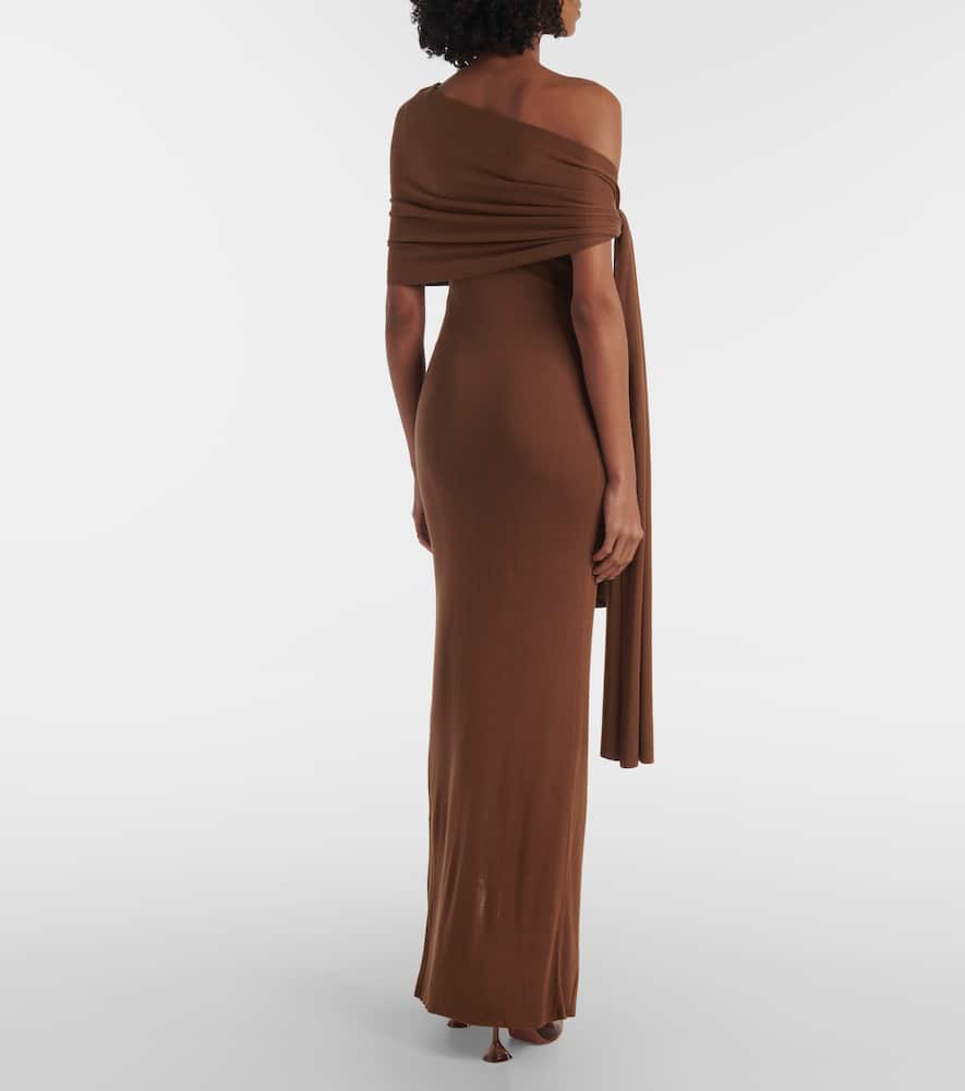 Hale one-shoulder silk-blend maxi dress