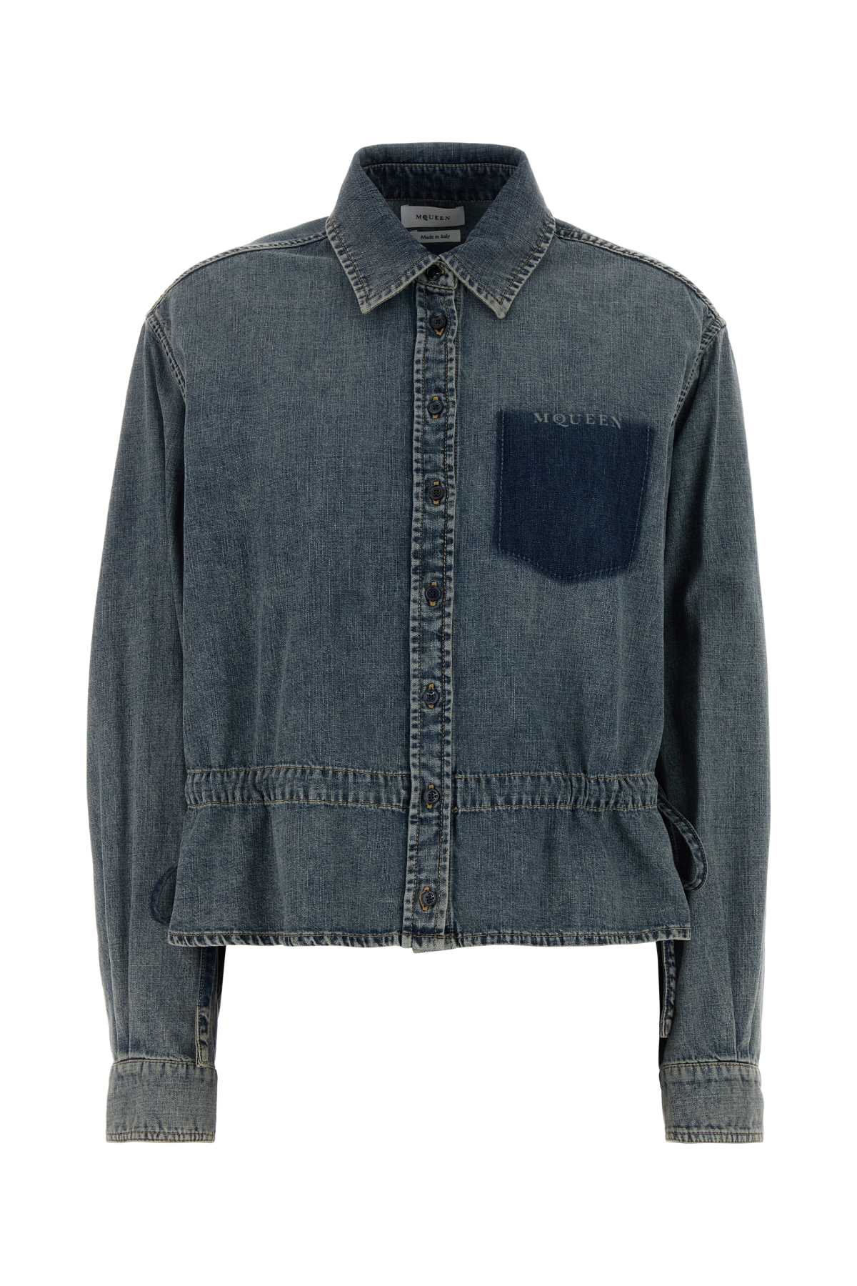 Denim with Contrast Pocket Shirt — Blue