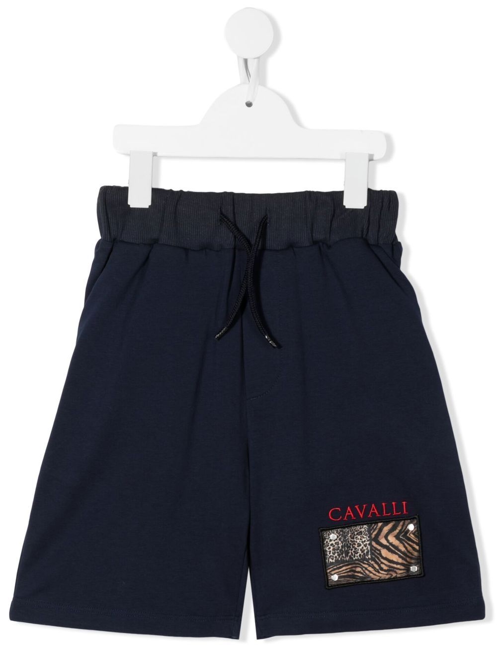Logo-patch tack shorts - Blue