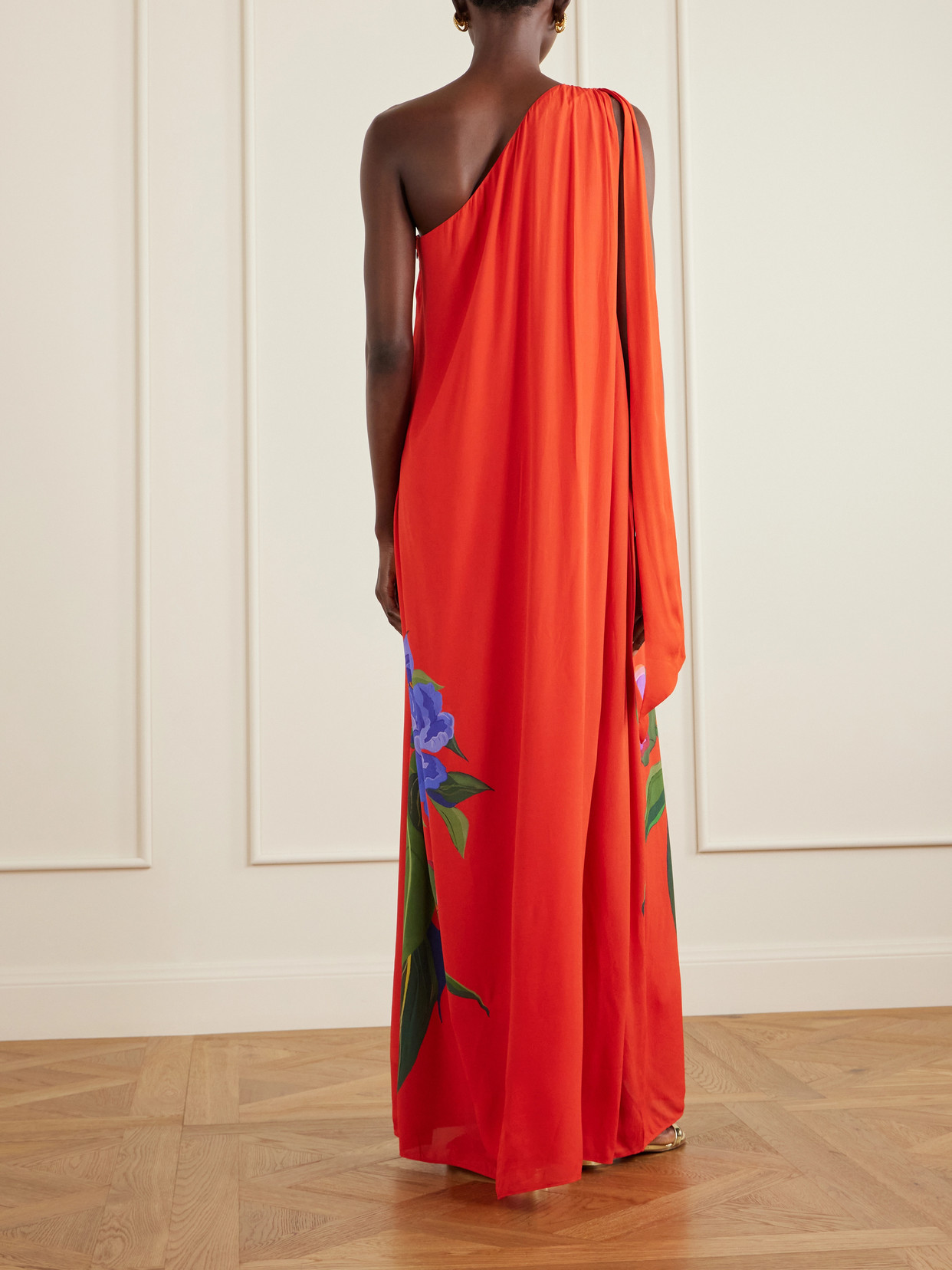 Lani Floral-print Satin-crepe Maxi Dress - Red