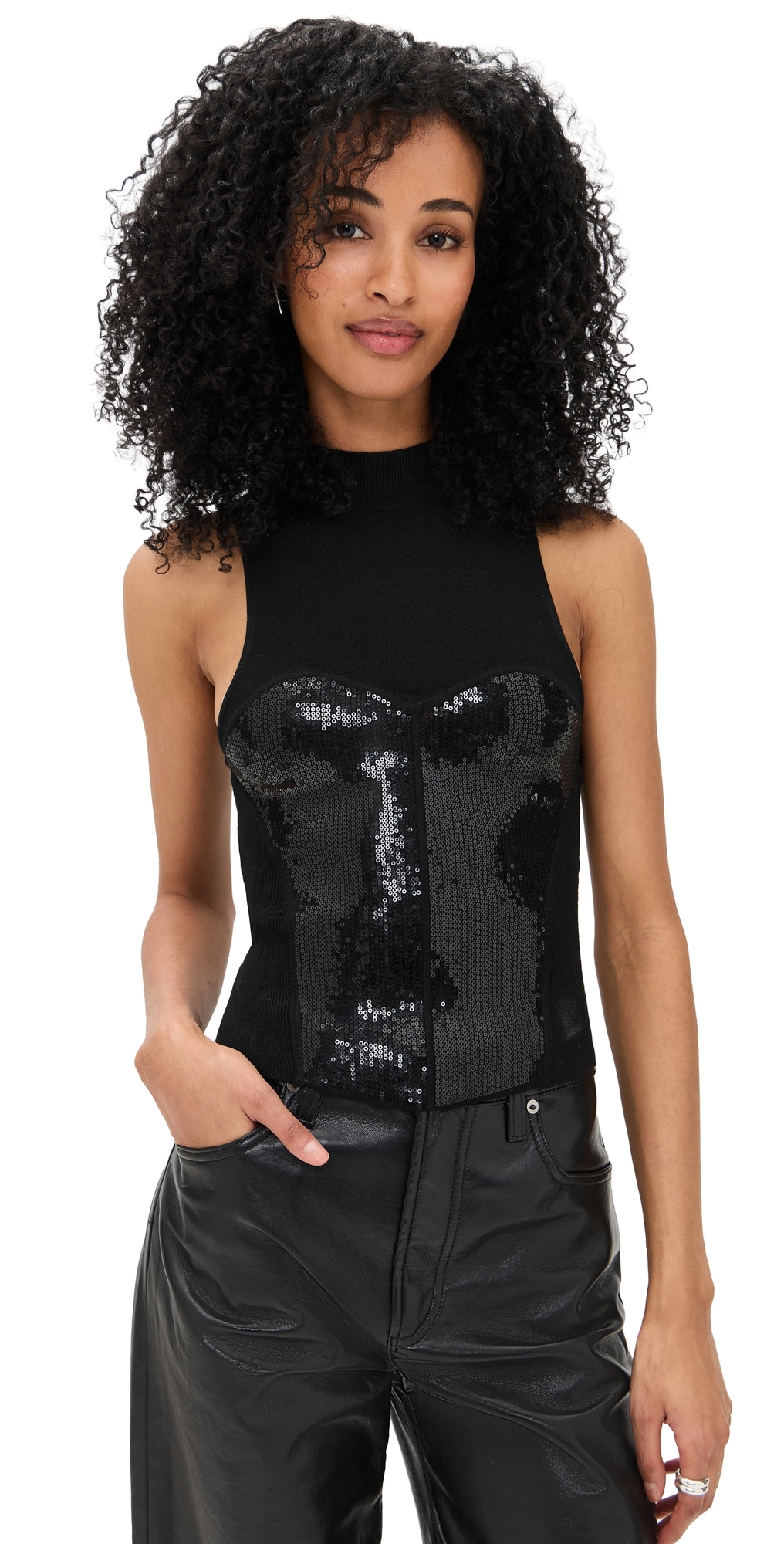 Sequin Knit Top Black