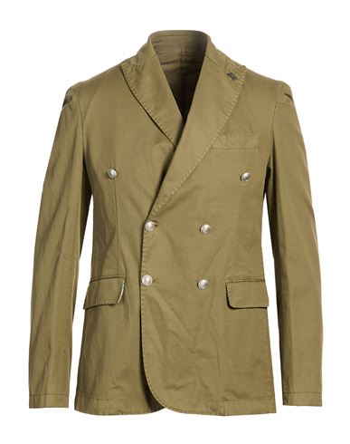 Man Blazer Military green Size 40 Linen, Cotton, Elastane