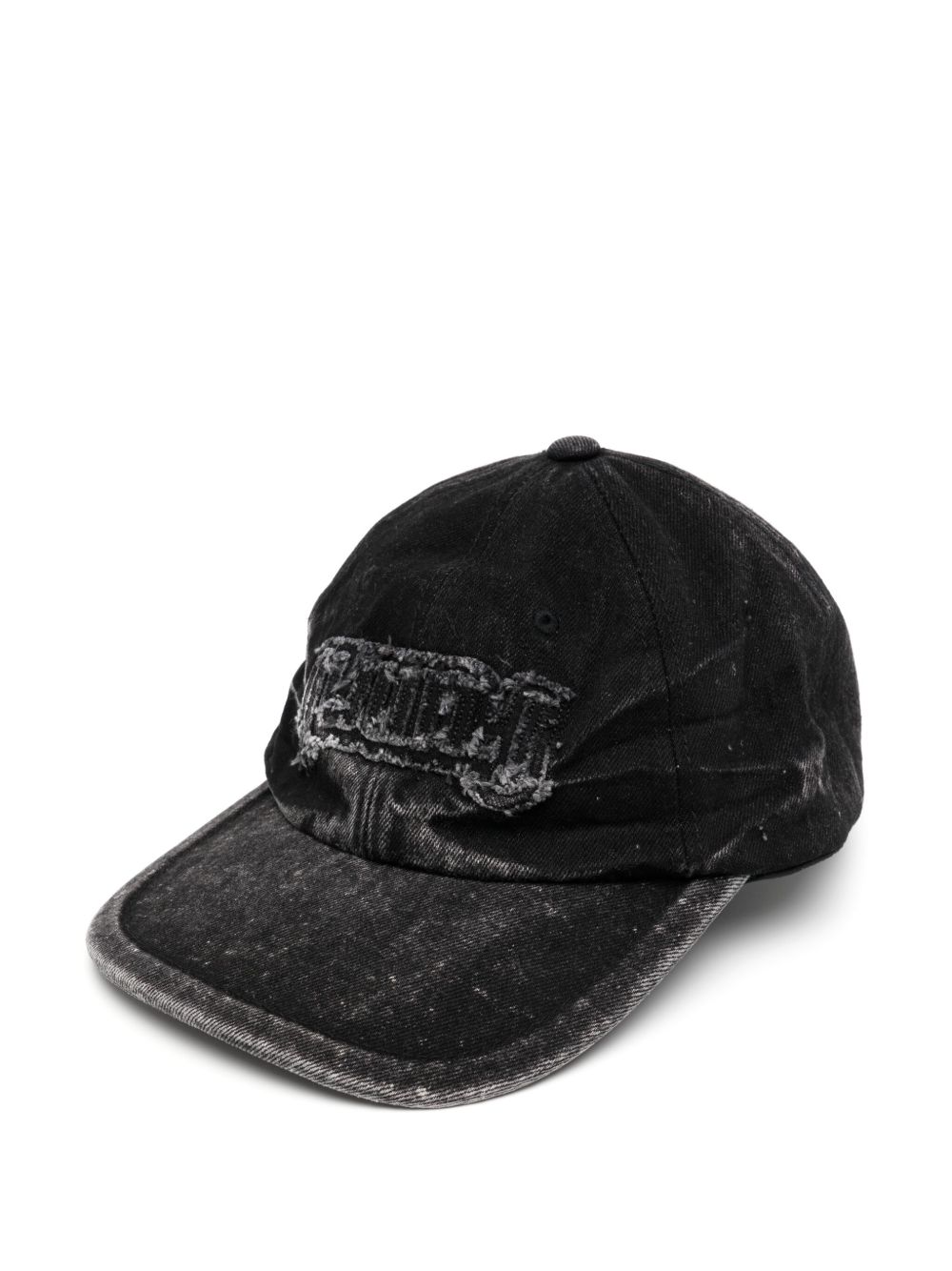 Juun.J denim embroidered ball cap - Black