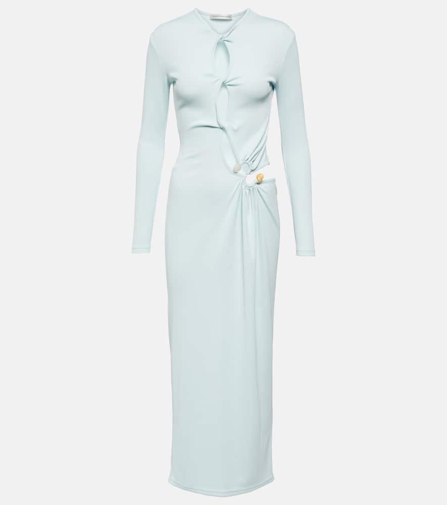 Gathered cutout jersey midi dress