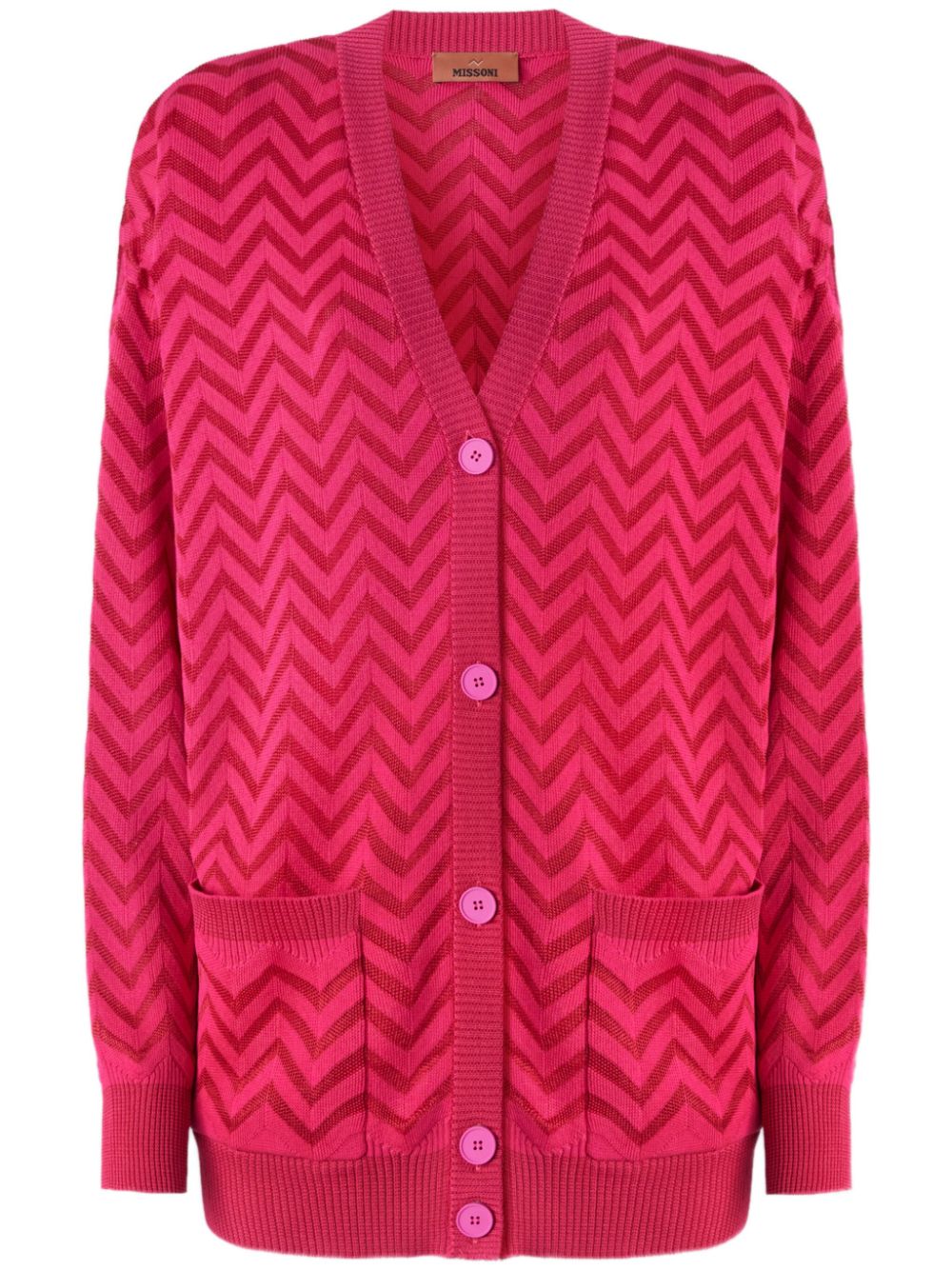Chevron-woven cardigan - Pink