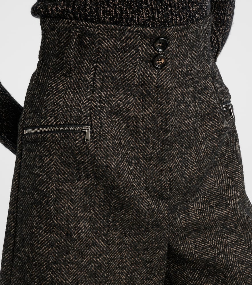 Herringbone wool-blend shorts