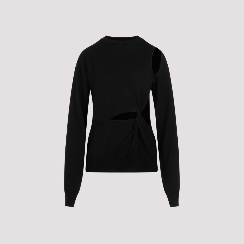 Black Roundneck Cutout Pullover