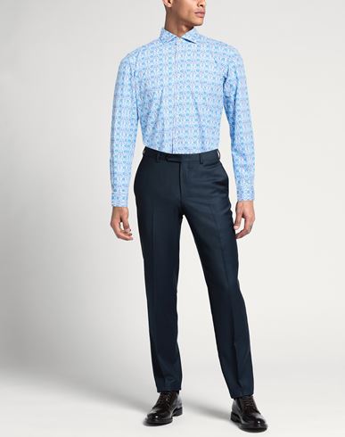 Man Shirt Azure Size 15 Cotton, Elastane