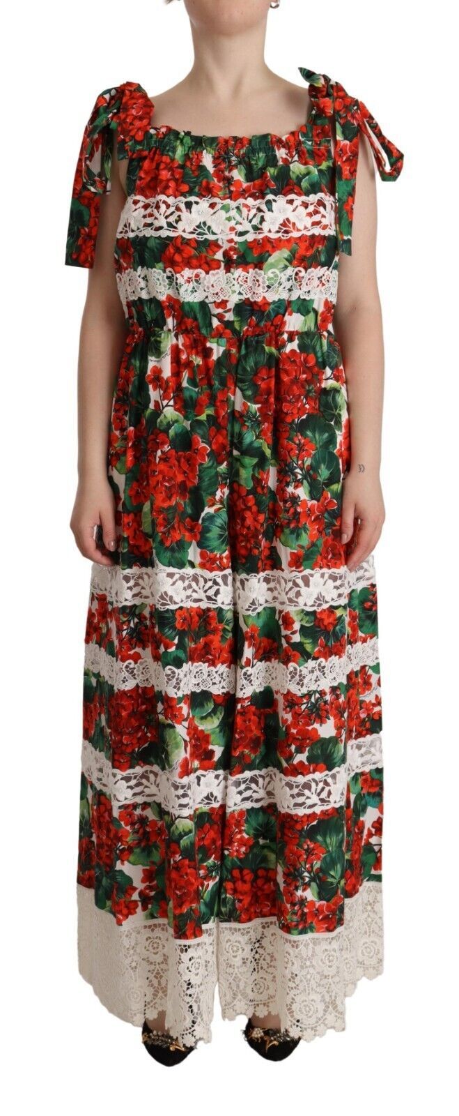 Geranium Print Lace Dress — Multicolor