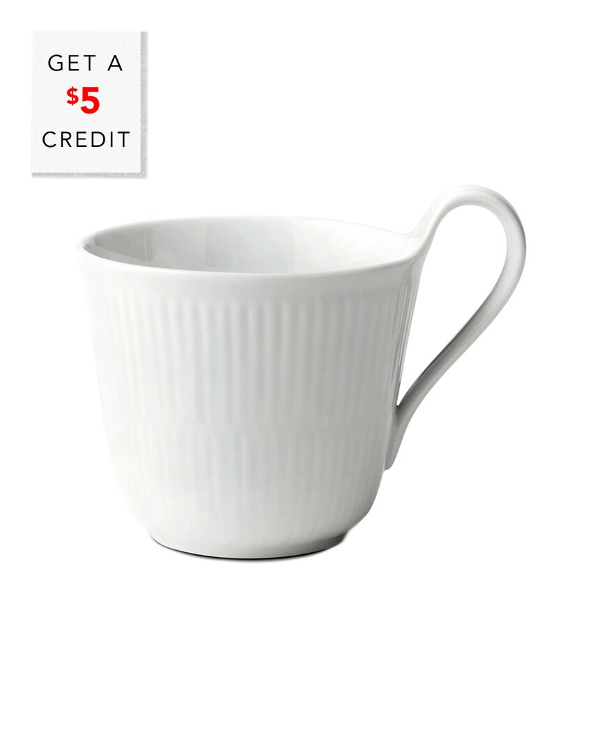 White Fluted Mega High Handle Mug With $5 Credit