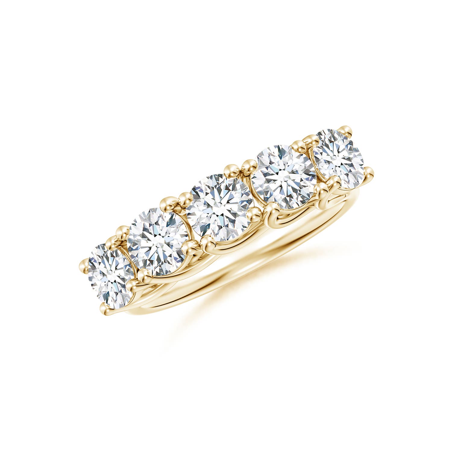 Angara 2.0 CTW Lab-Grown Half Eternity Five Stone Diamond Wedding Ring in 14K Yellow Gold