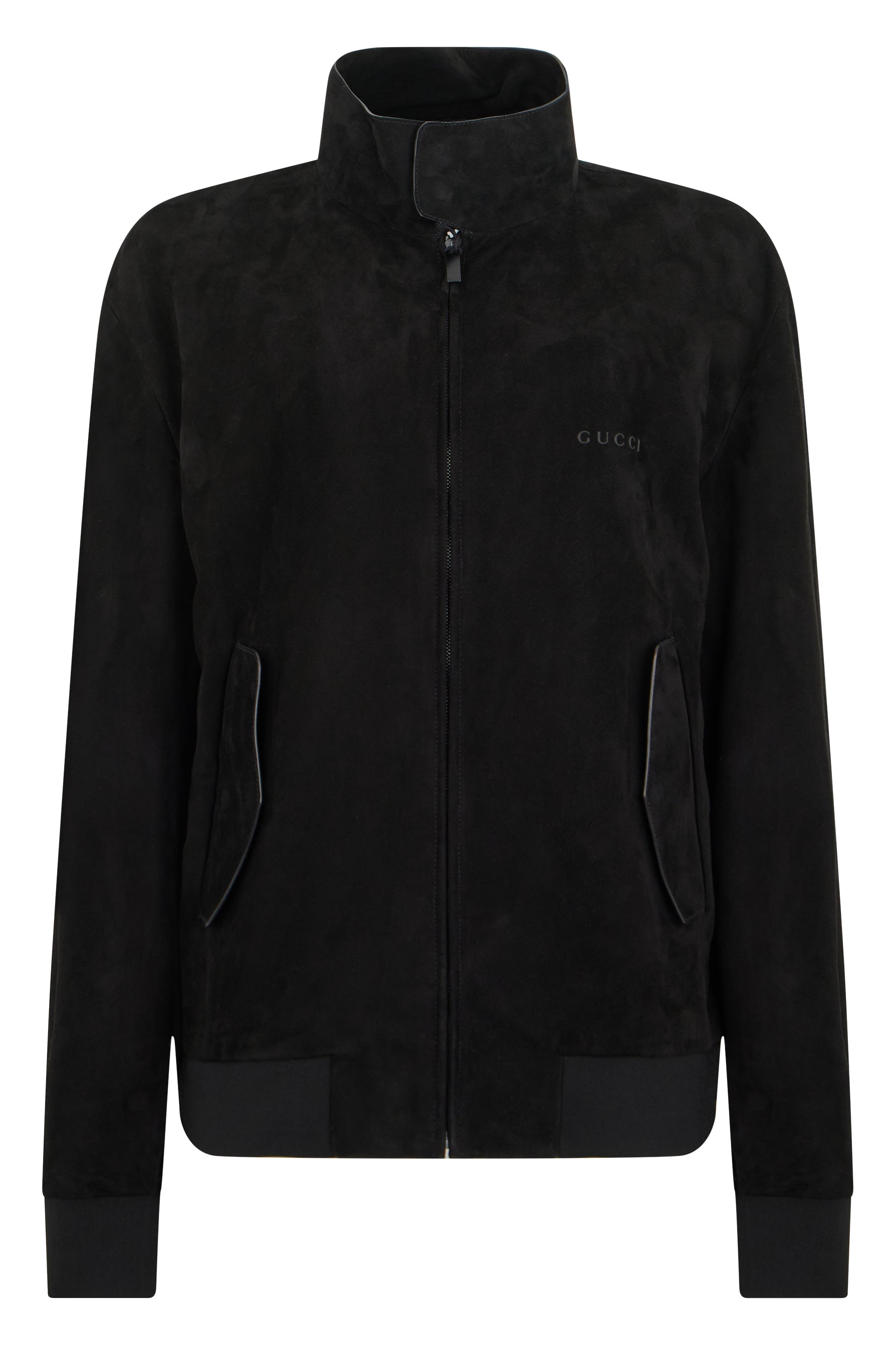 Lambskin High-Collar Zip Jacket