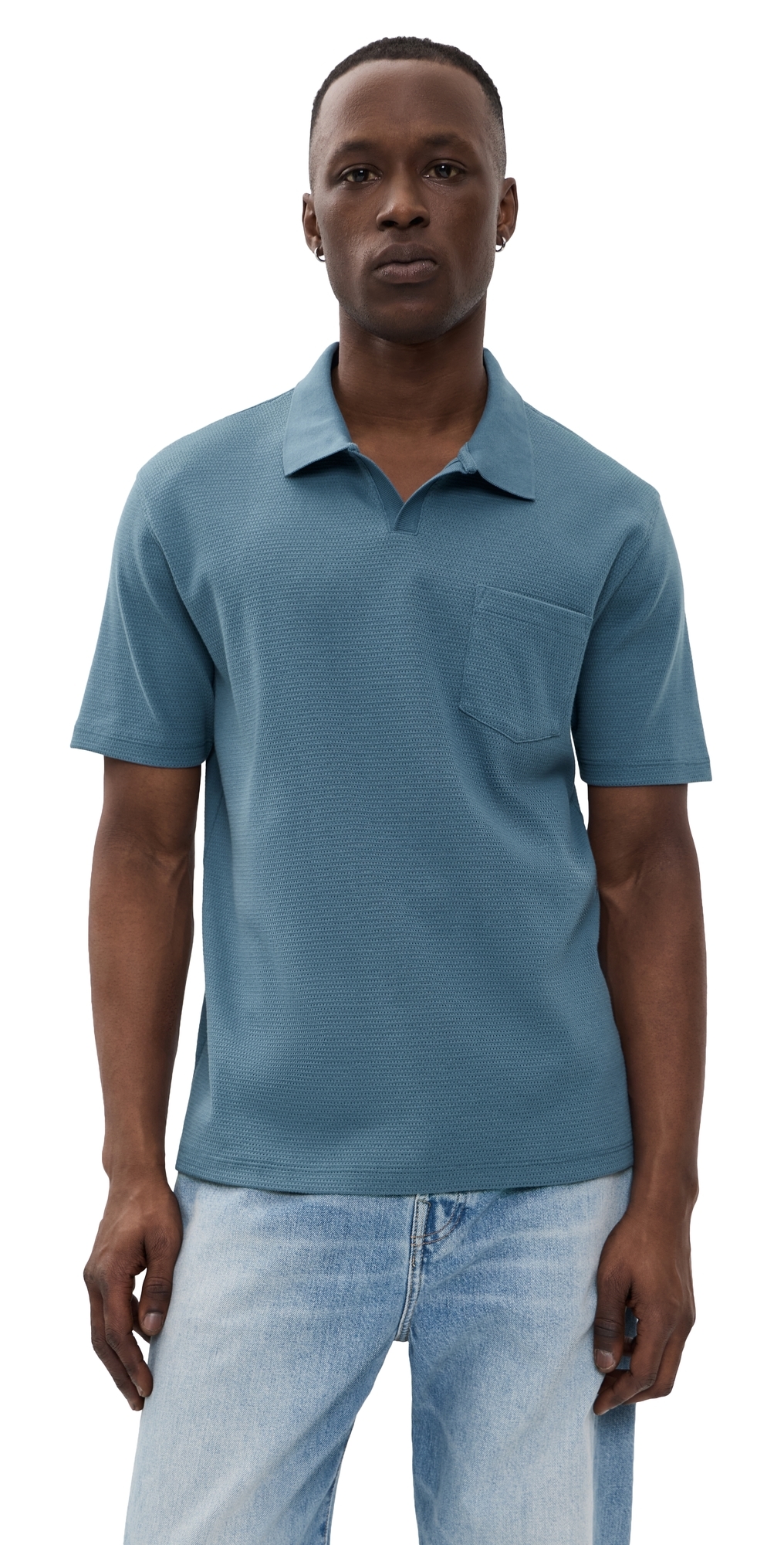 Johnny Collar Shirt Uniform Blue