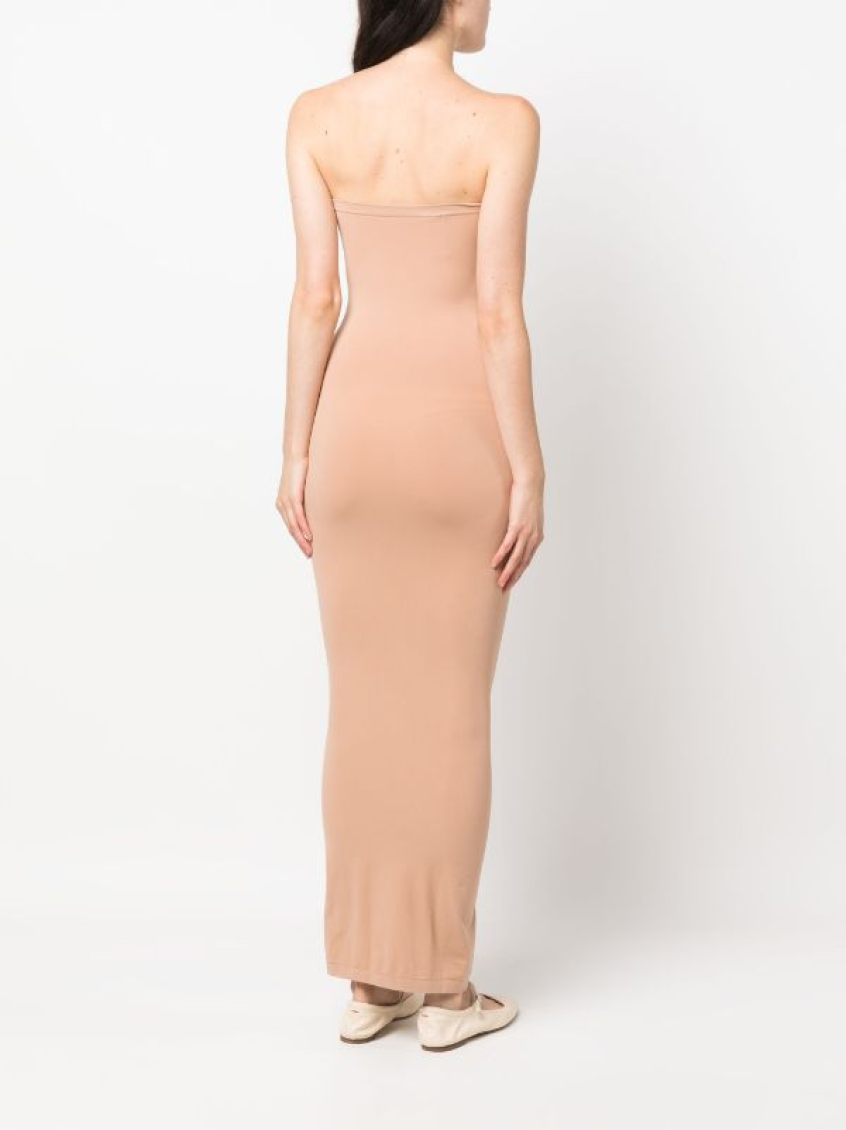Beige Fatal Cut-out Midi Dress