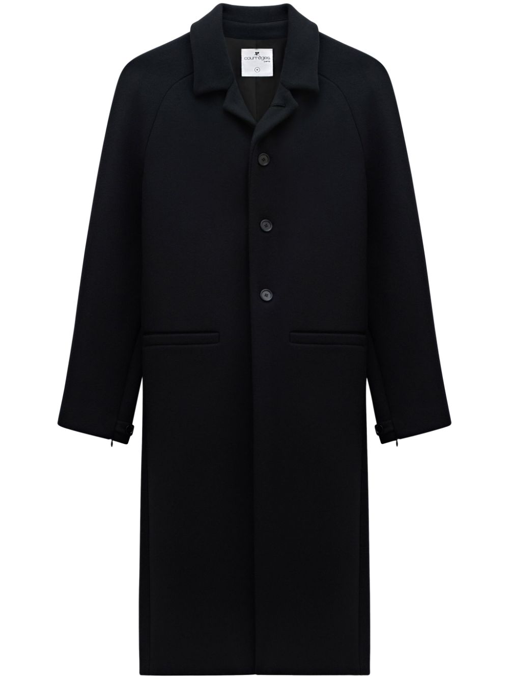 Zipped-sleeves single-breasted coat - Black