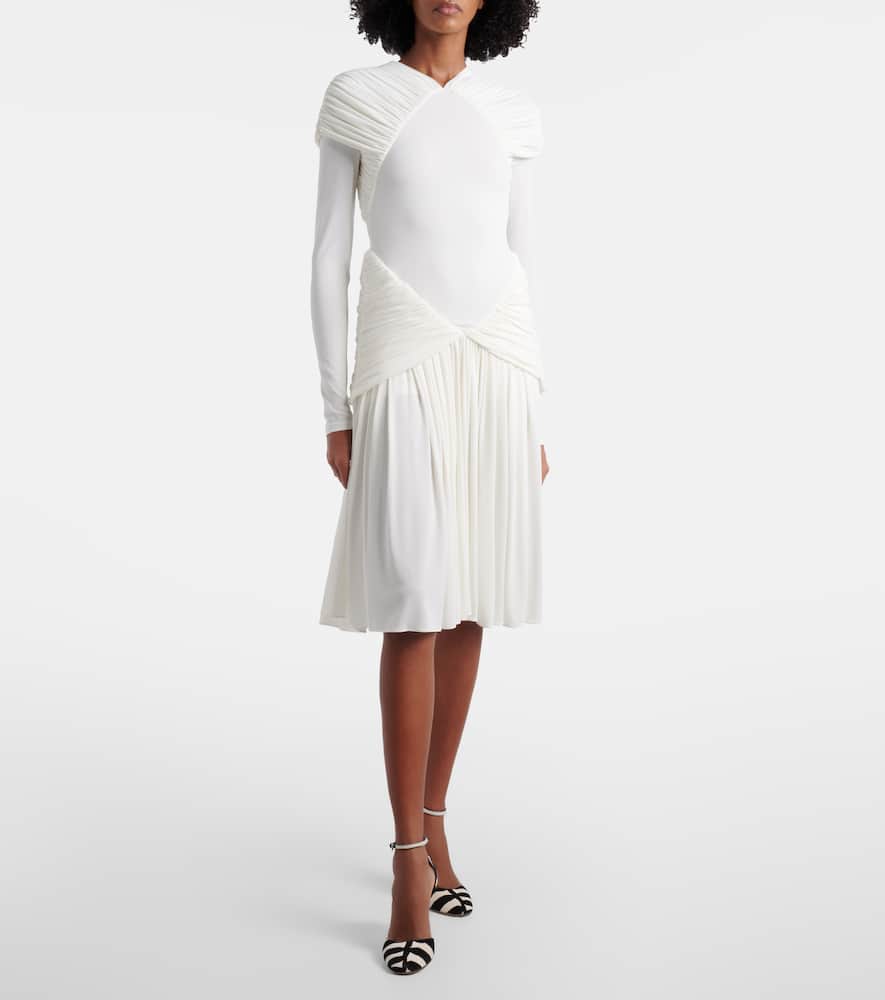 Ruched crêpe jersey midi dress