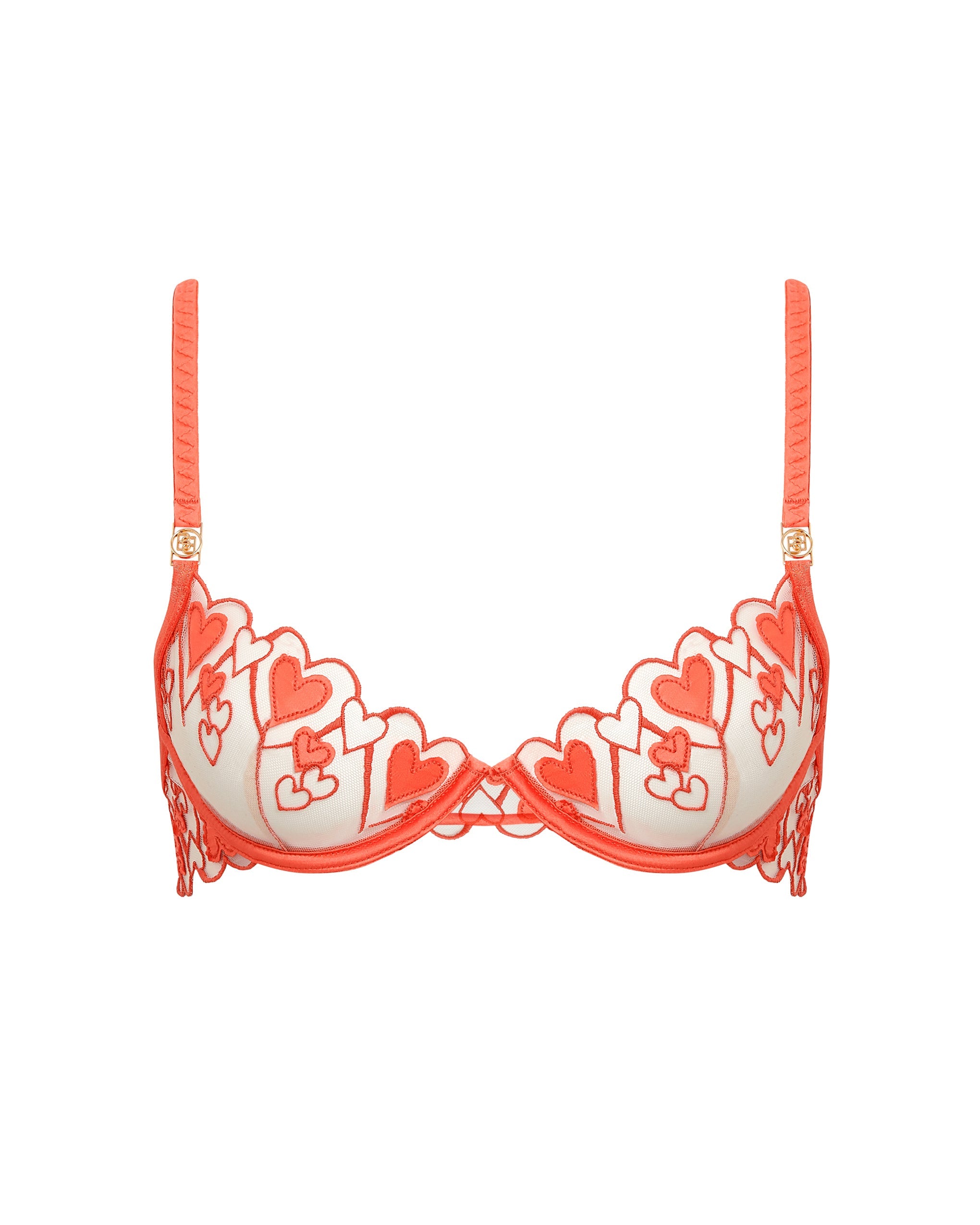 Bluebella Harlow Heart Embroidered Bra Coral