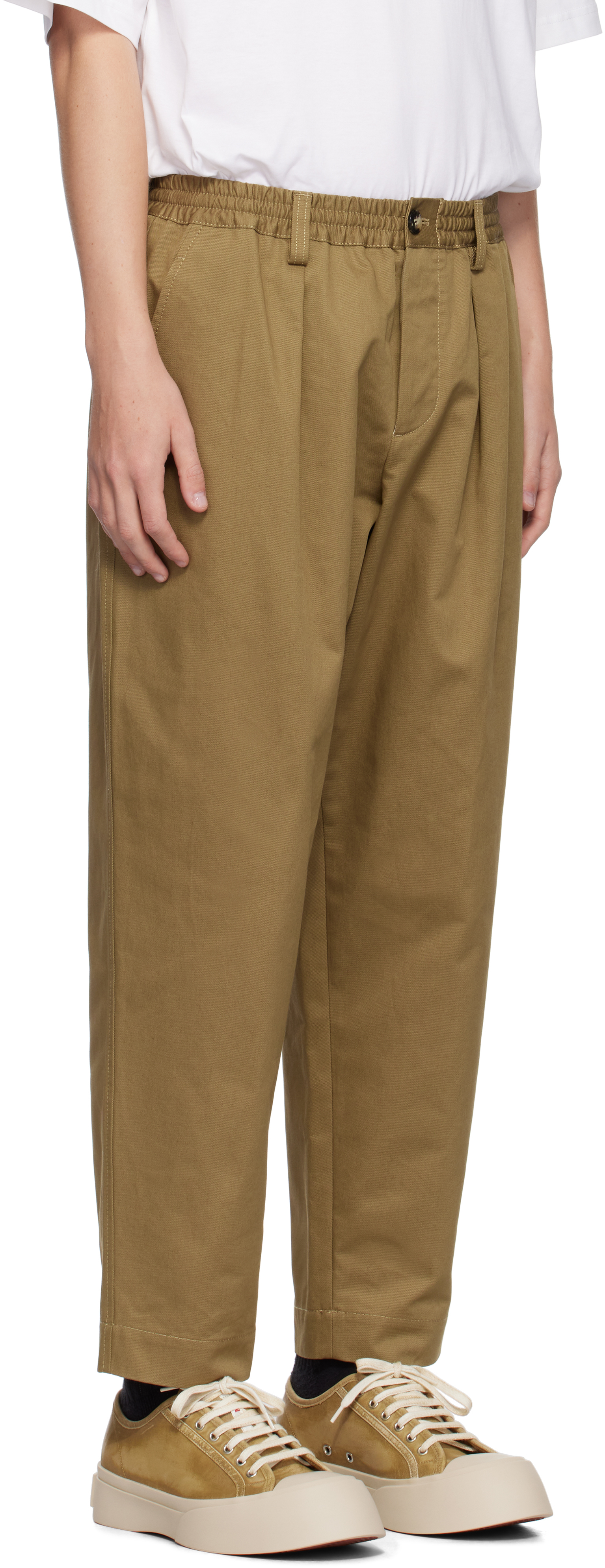 Marni Khaki Cropped Drawstring Trousers