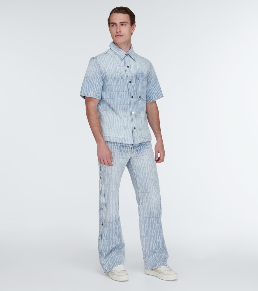 Logo jacquard denim shirt