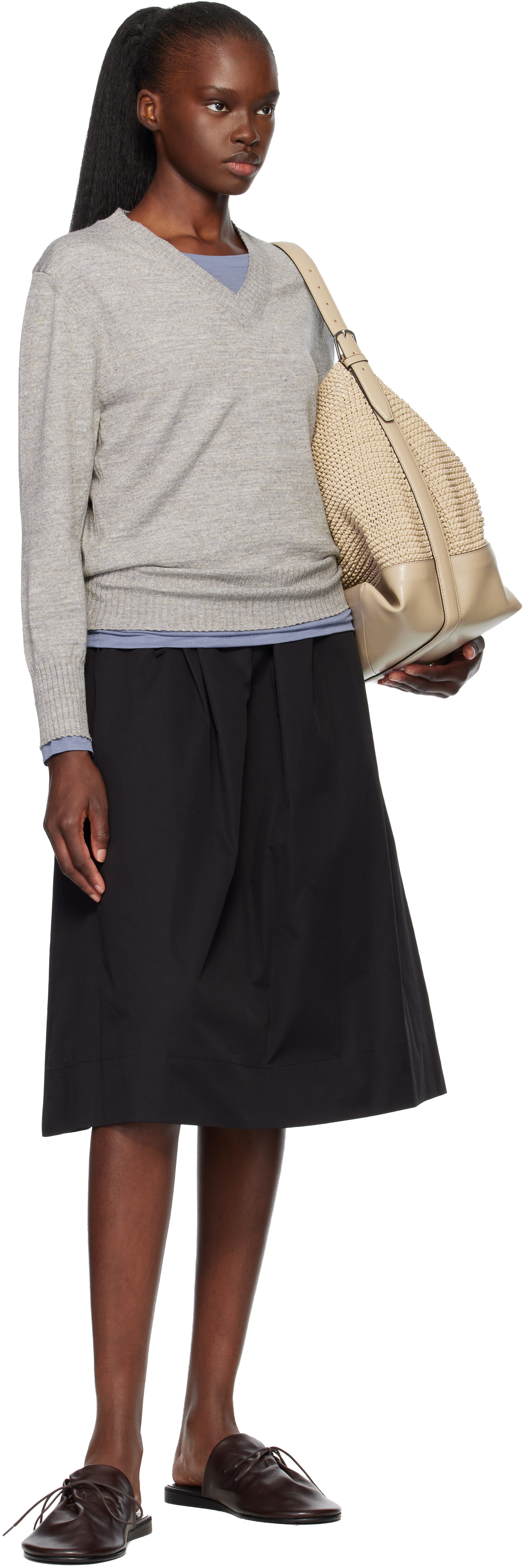 Gray Marine V-Neck Pullover Sweater