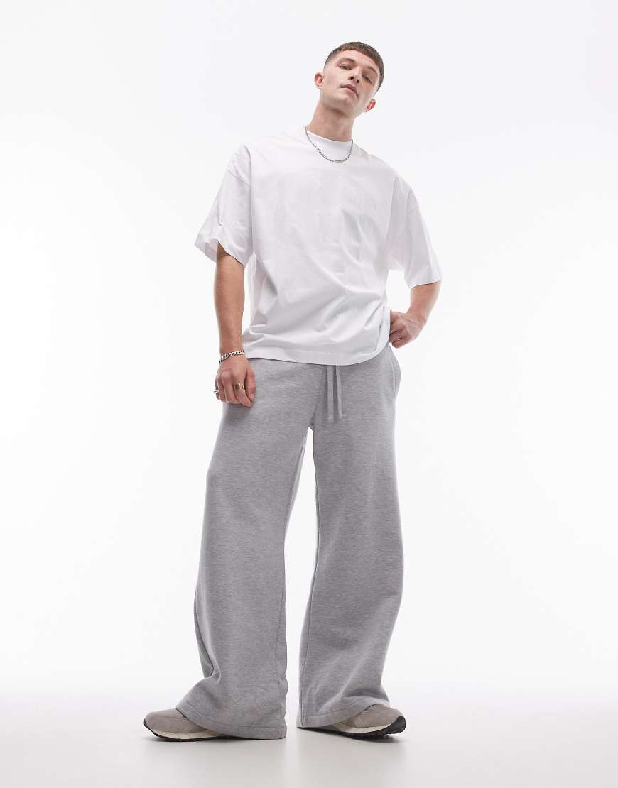 Topman baggy leg sweatpants in heather gray