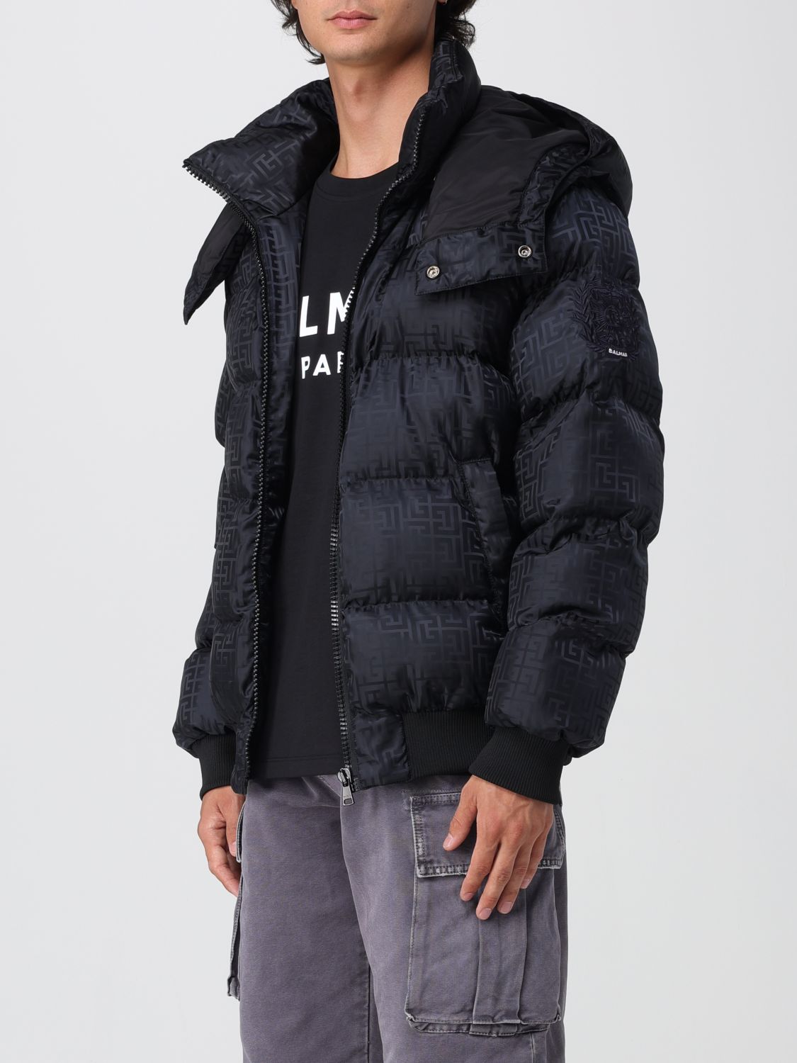 Monogram-jacquard padded jacket - Black