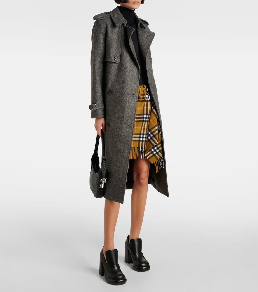 Check wool and cashmere miniskirt