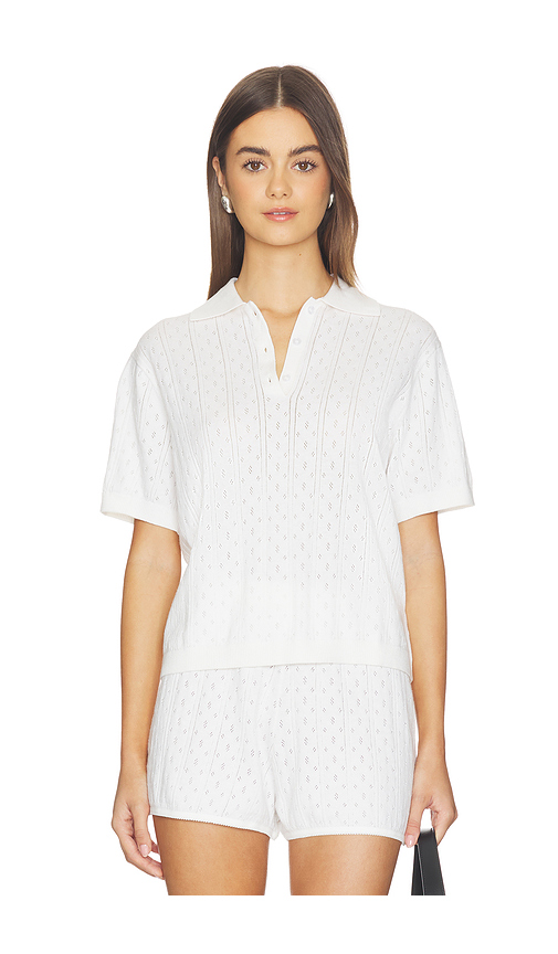 Soft Goat Pointelle Pique Top in White. XS. Also in XL, S