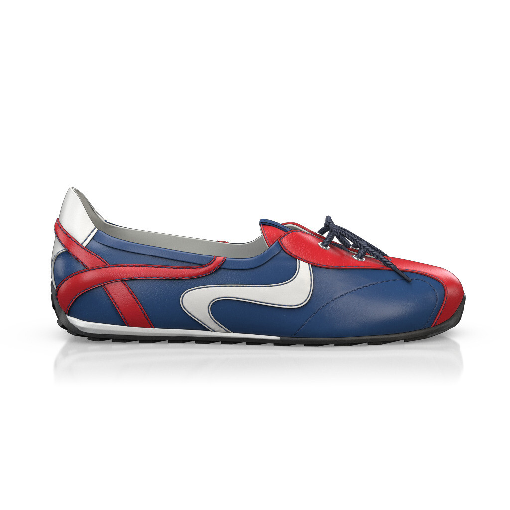 Ballerines de sport Femme Faites main en Italie en Cuir Bleu Cobalt - Sur Mesure, Petit, Enfiler - GIROTTI