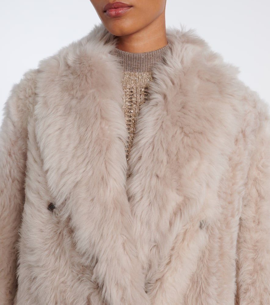 Double-breasted shearling coat