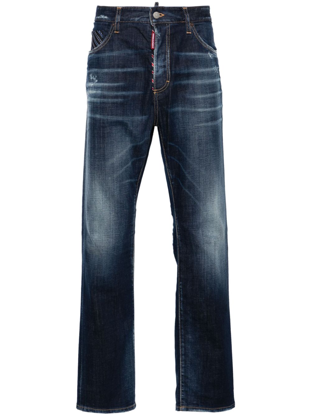 Mid-rise distressed-effect jeans - Blue