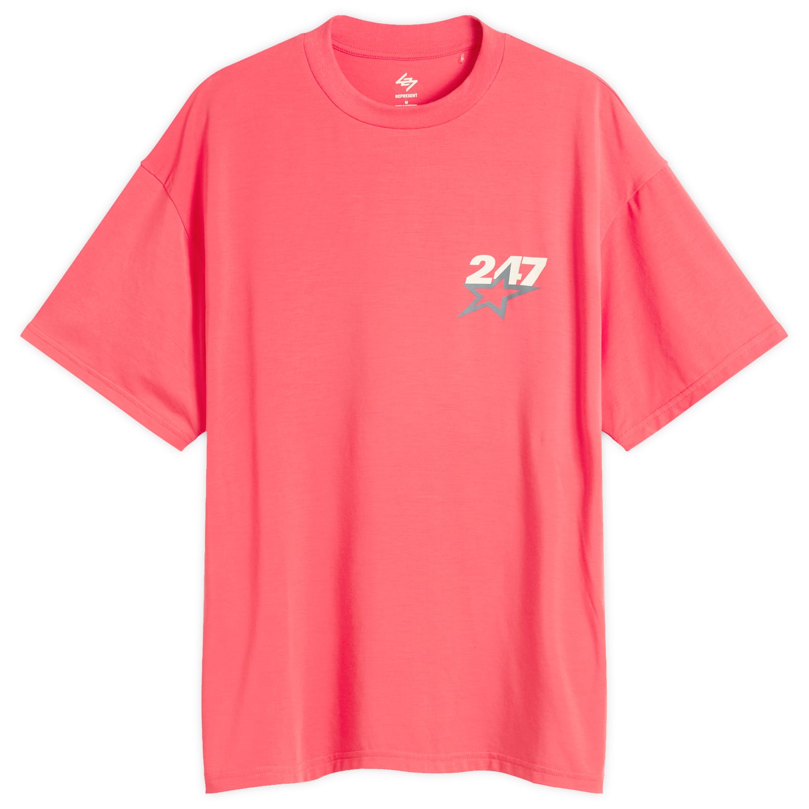 Represent Team 247 Star Print Oversized T-Shirt Racing Red