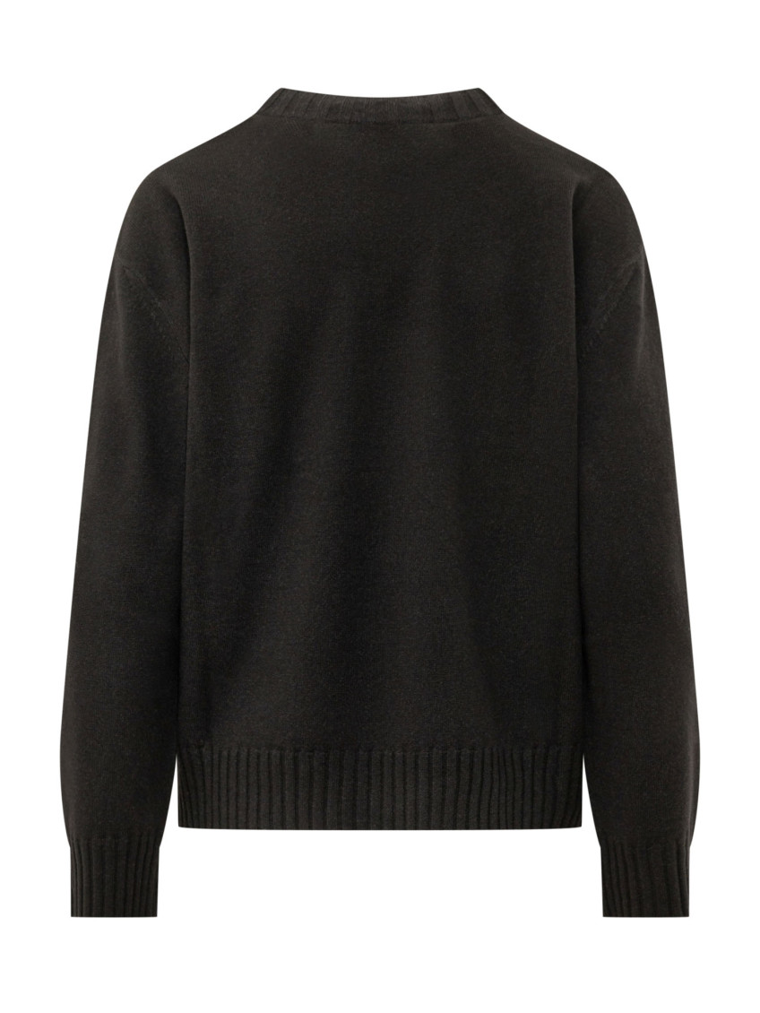 Black Solid Crew Neck Sweater