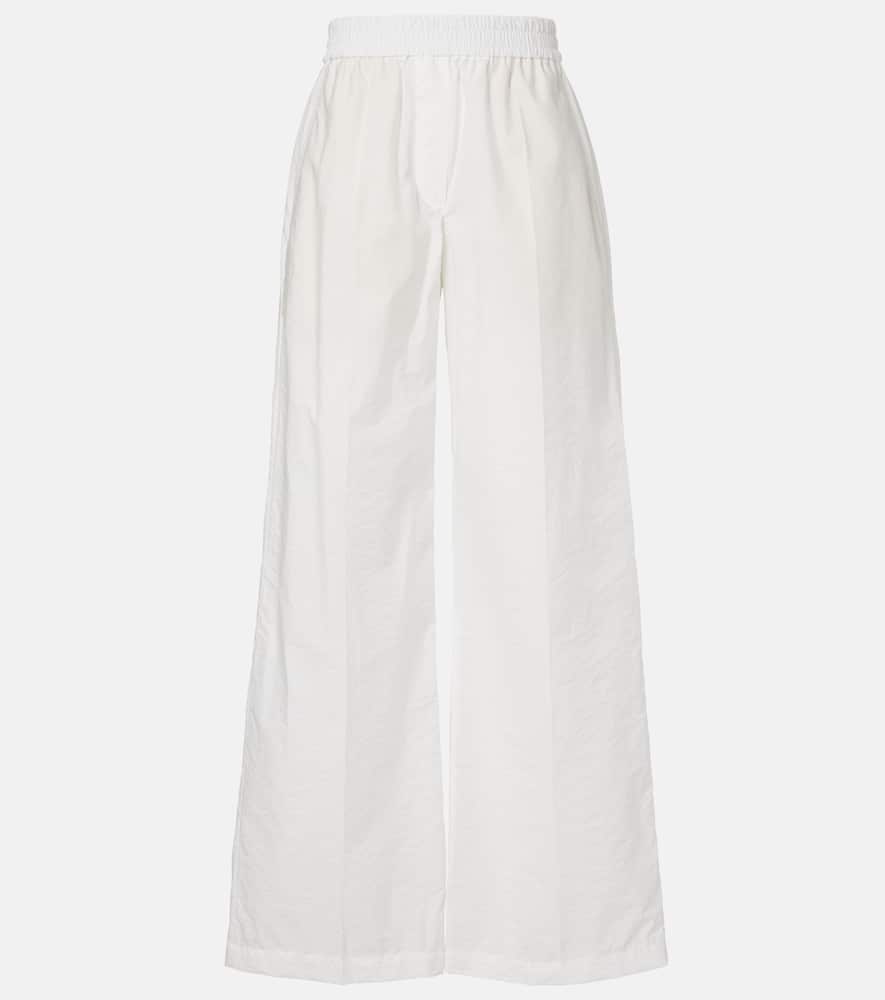 Cotton-blend wide-leg pants