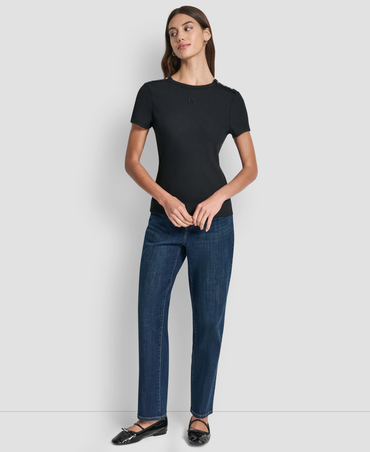 Women's Crewneck Short-Sleeve Top - Black