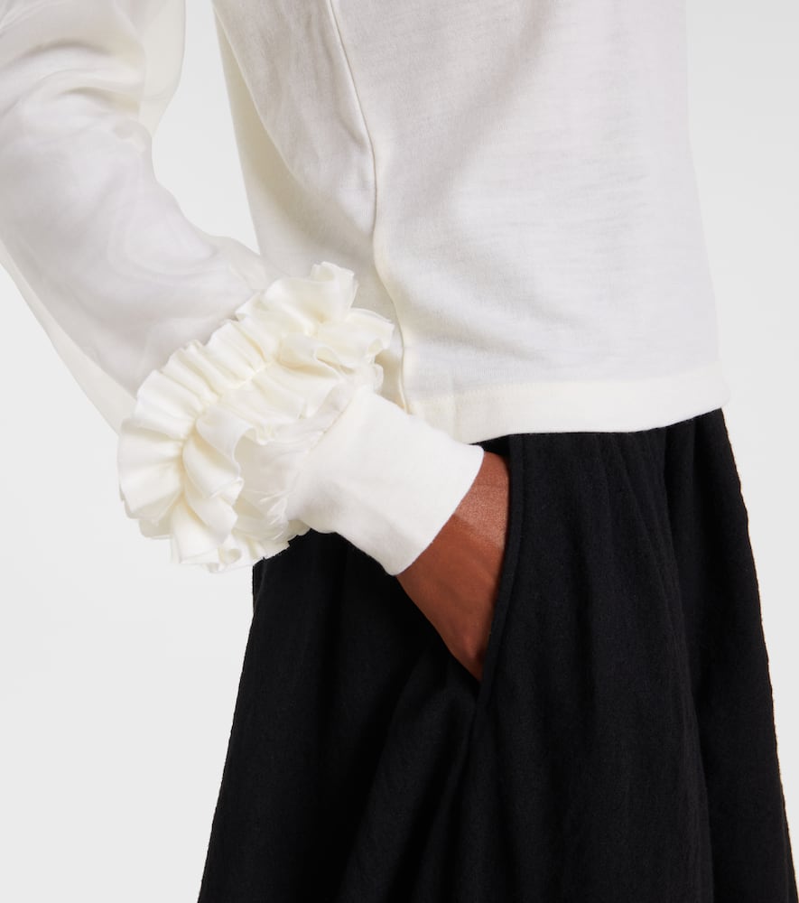Tulle-trimmed wool sweater