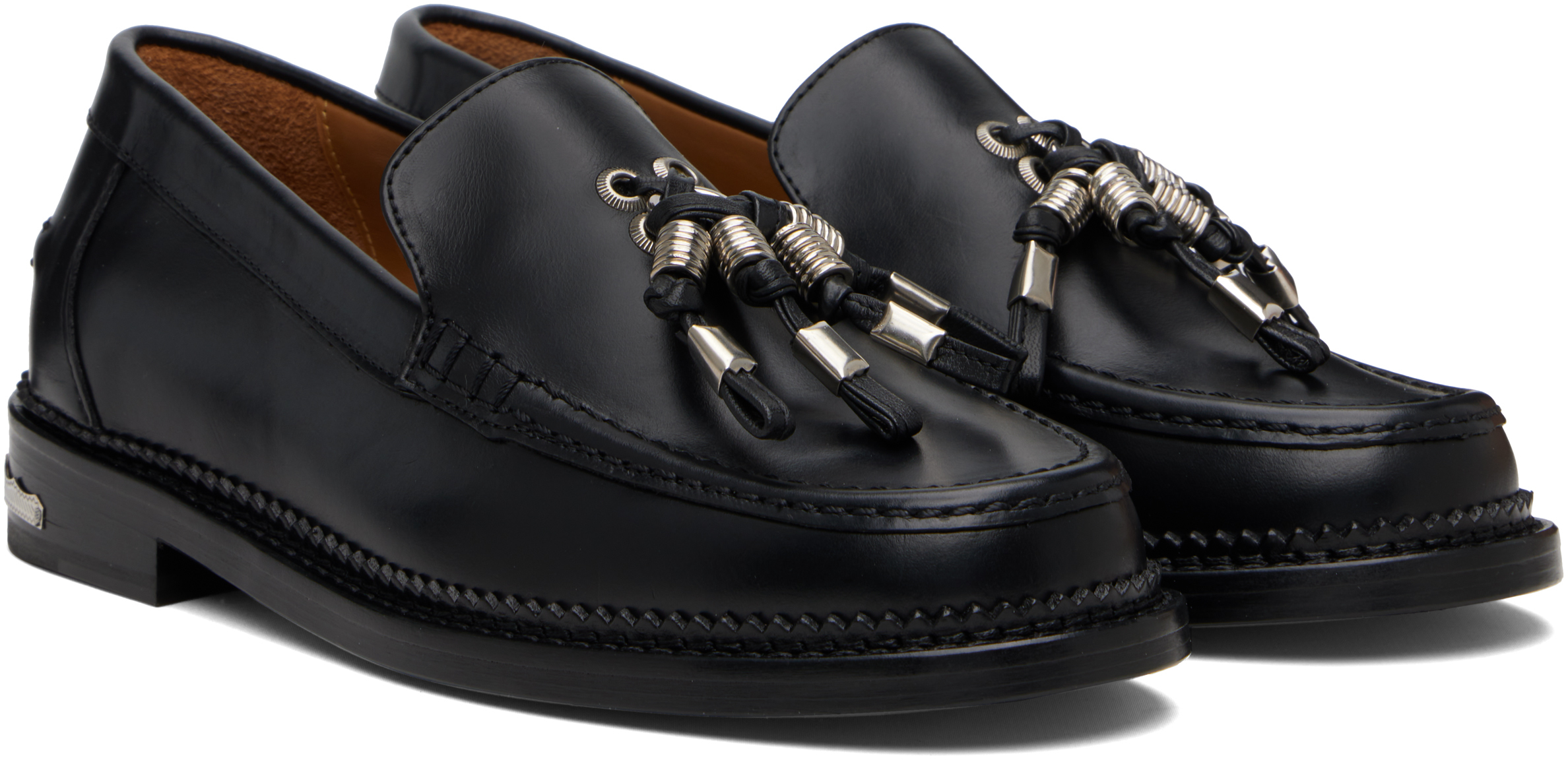 Black Hard Leather Loafers