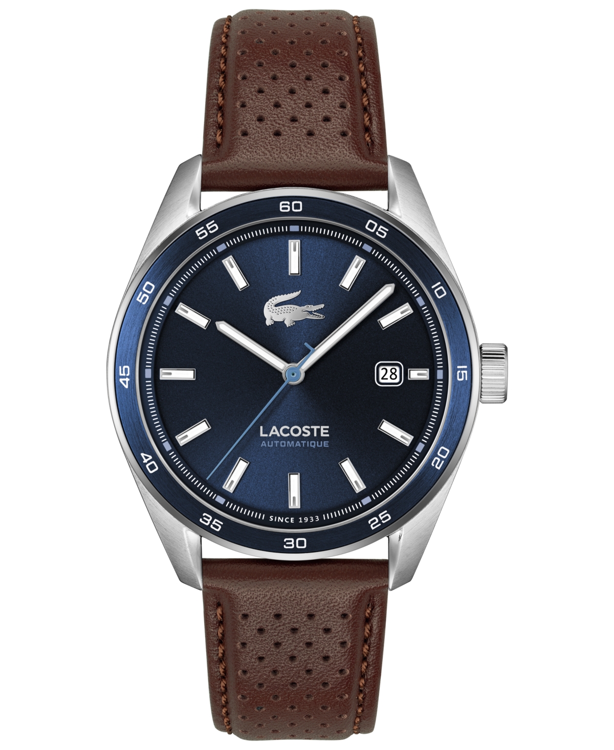 Men's Boston Automatique Brown Leather Strap Watch 40mm - Brown