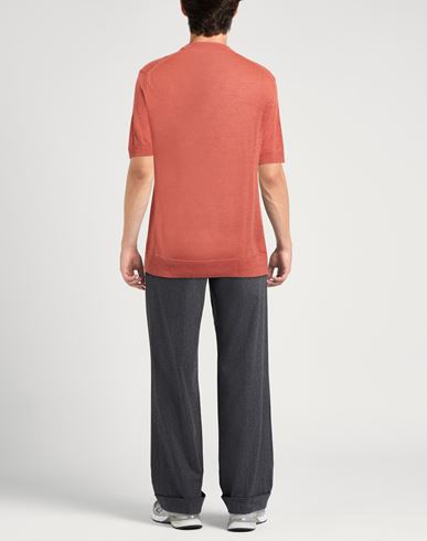 Man Sweater Rust Size L Linen, Cotton