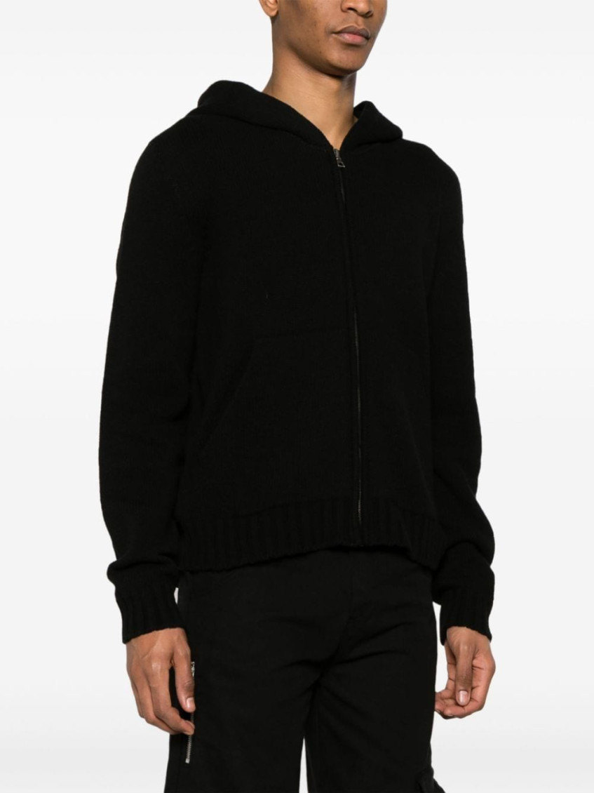 Logo-intarsia zip hoodie - Black