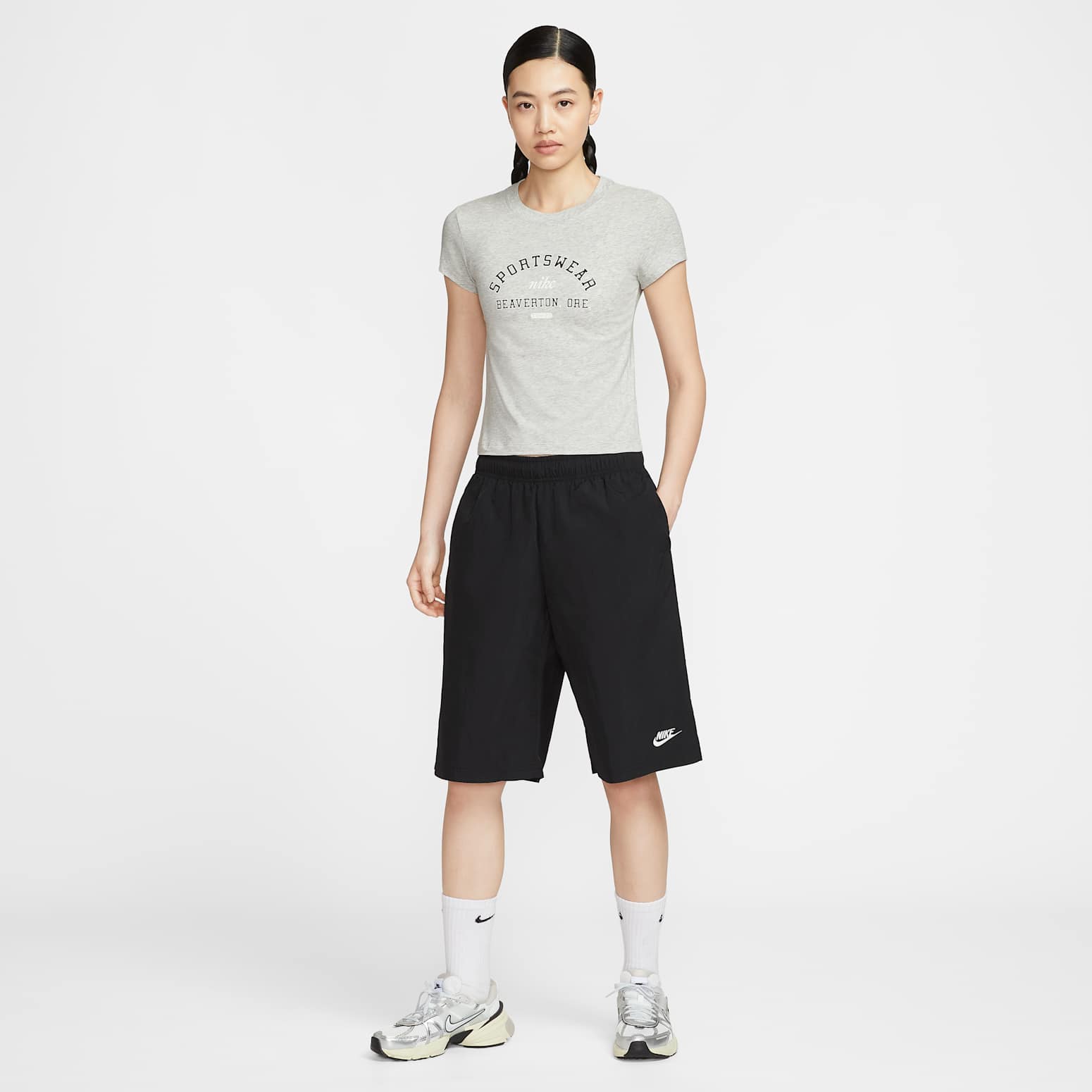 (WMNS) Sportswear Phoenix Slim Short Sleeve T-Shirt 'Grey Heather'