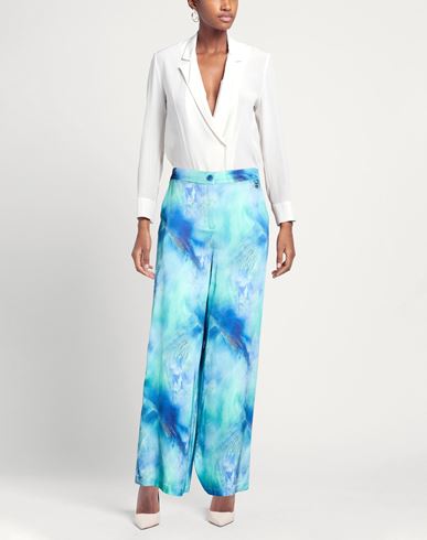 Woman Pants Turquoise Size M Viscose, Rayon