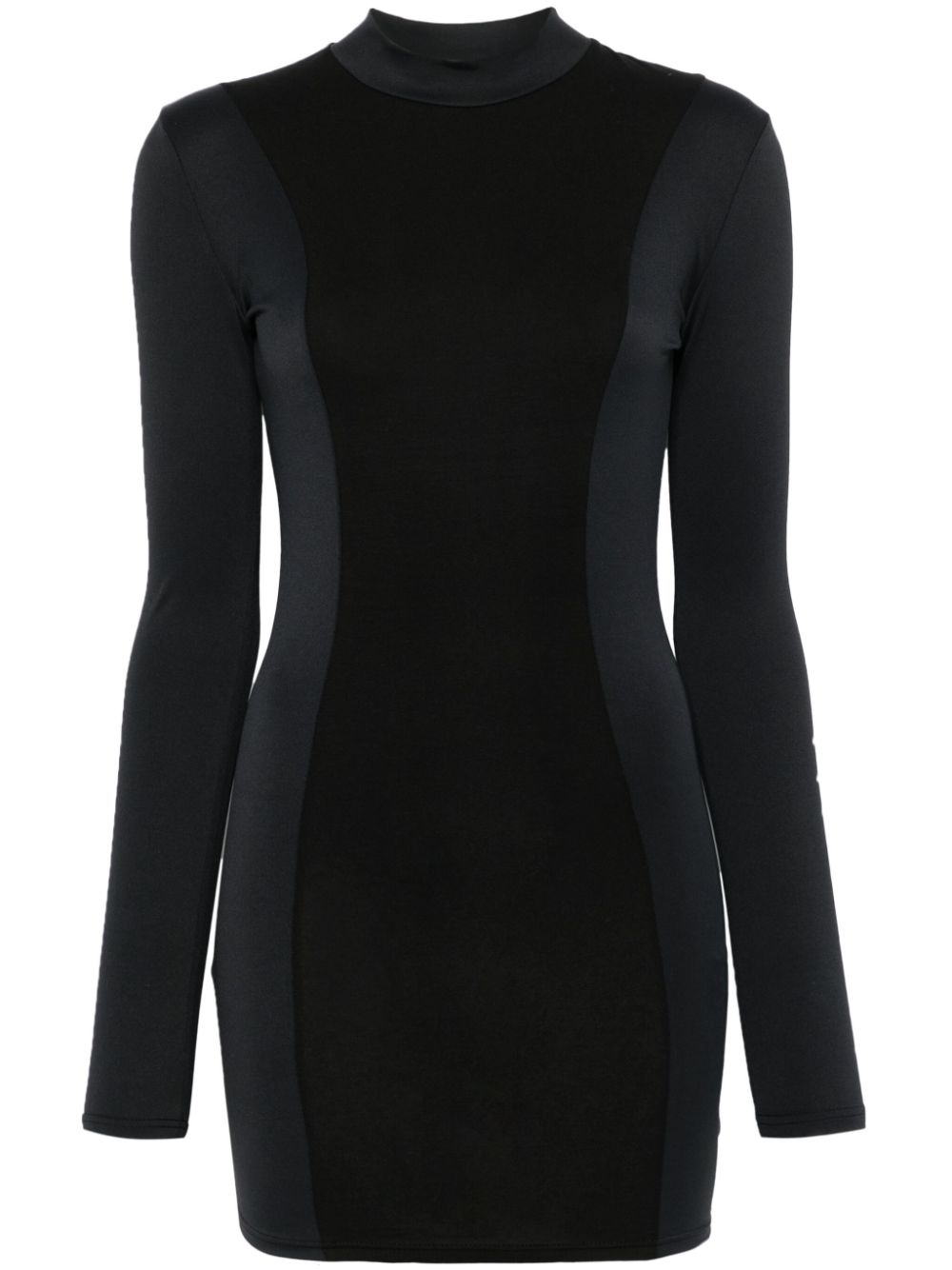 Printed long-sleeve mini dress - Black