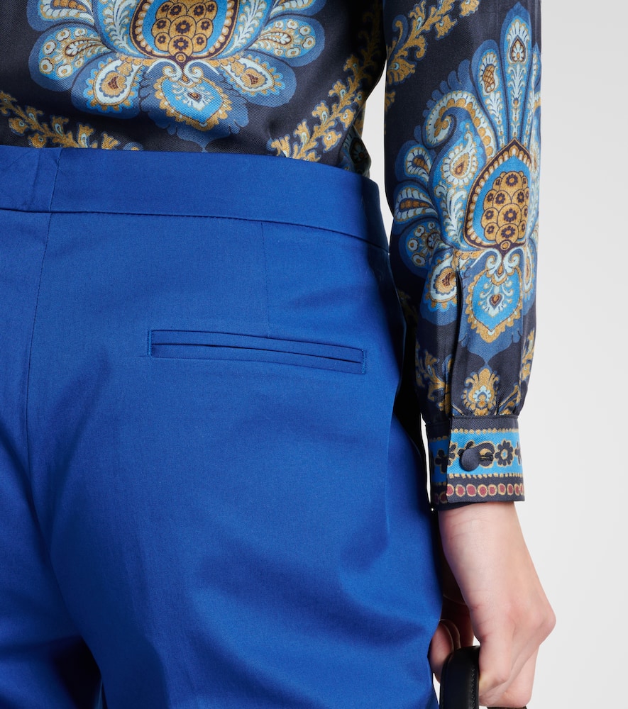 High-rise cotton-blend straight pants