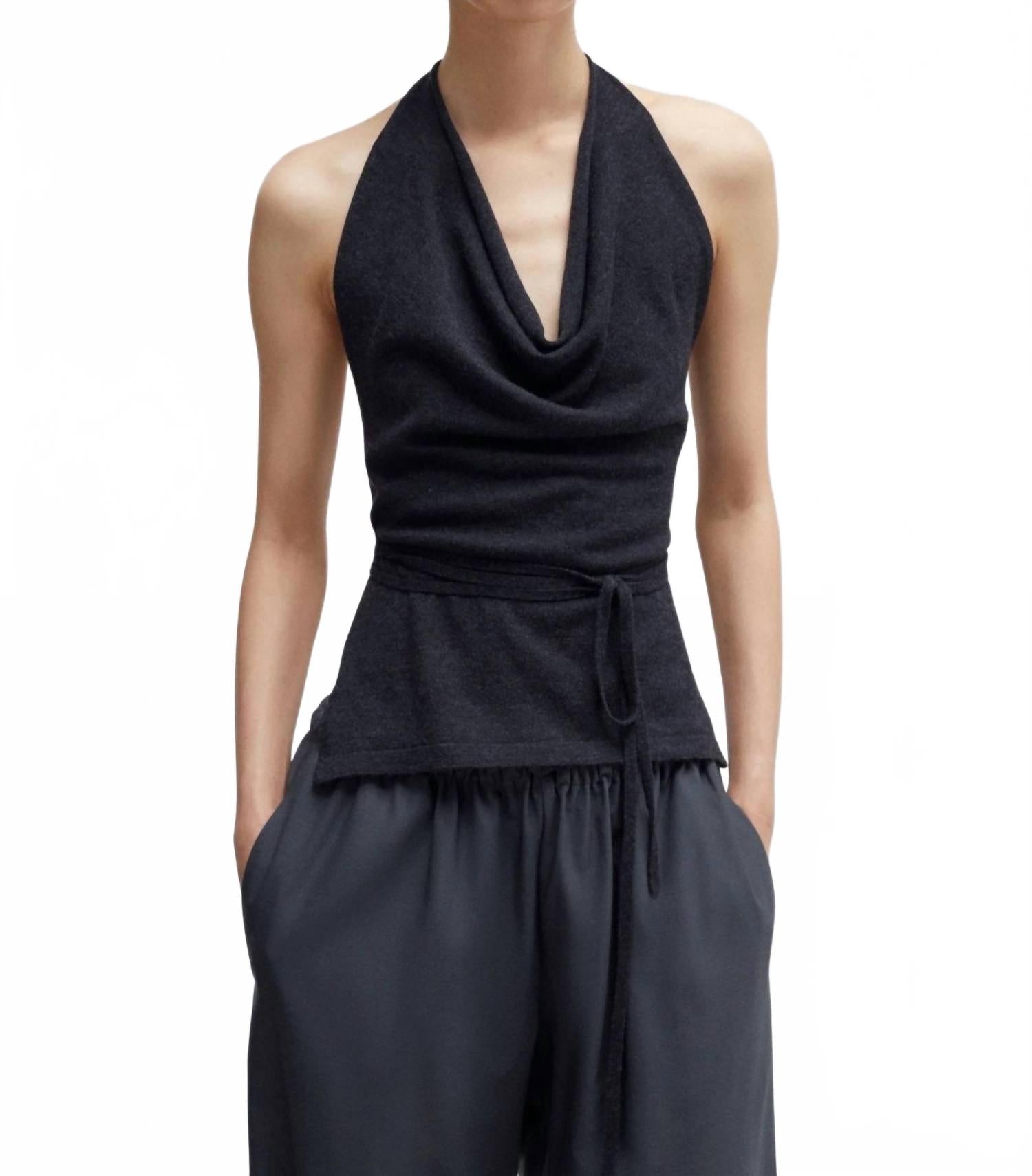 Merino Wool Tie Top In Anthracite