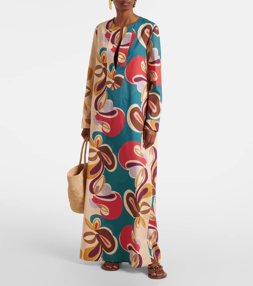 Printed cotton-blend kaftan