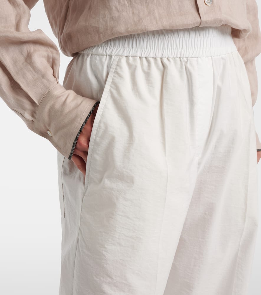 Cotton-blend wide-leg pants